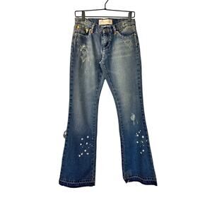 Joe’s Stewart Thick Stitch Flare Raw Hem Jeans vtg‎ Rare! Series Read Blue sz 27